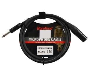 สายไมโครโฟนสีดำ ขั้ว XLR/M ท้าย TS 6.35mm 1ม. LMCA-201NBK-1M BareTone